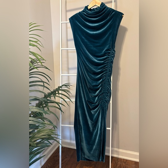 Anthropologie Teal Velvet Maxi Dress NWT - Picture 6 of 11